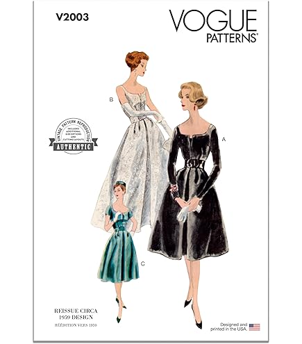 Amazon.com: Vogue V2002K5 Misses' Vintage 1952 One-Piece Dress and